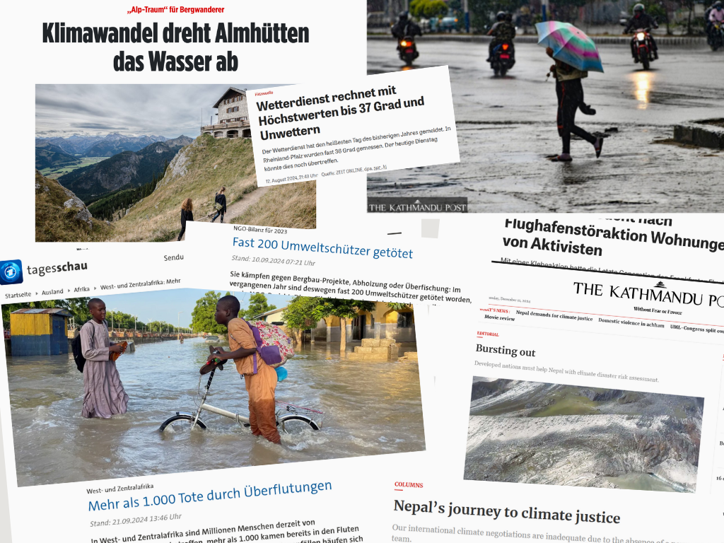 Eine Collage aus verschiedenen Headlines zum Thema Klimawandel