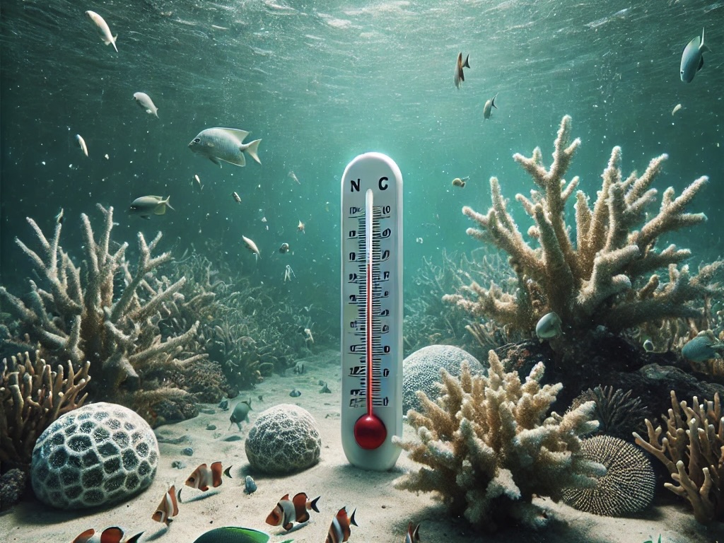 Unterwasserwelt mit Thermometer