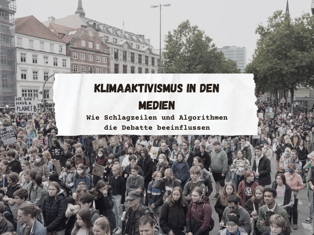 Bild von einem Klimaprotest, darüber der Titel des Artikels